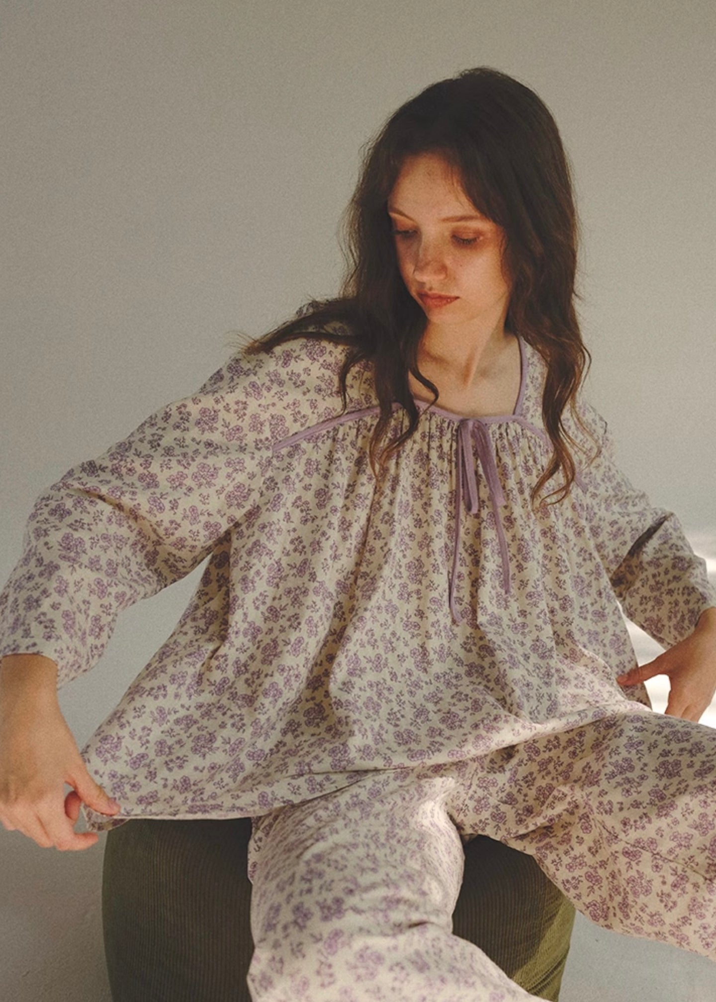 Lavender Haze Pajama Set Vintage Floral Loungewear