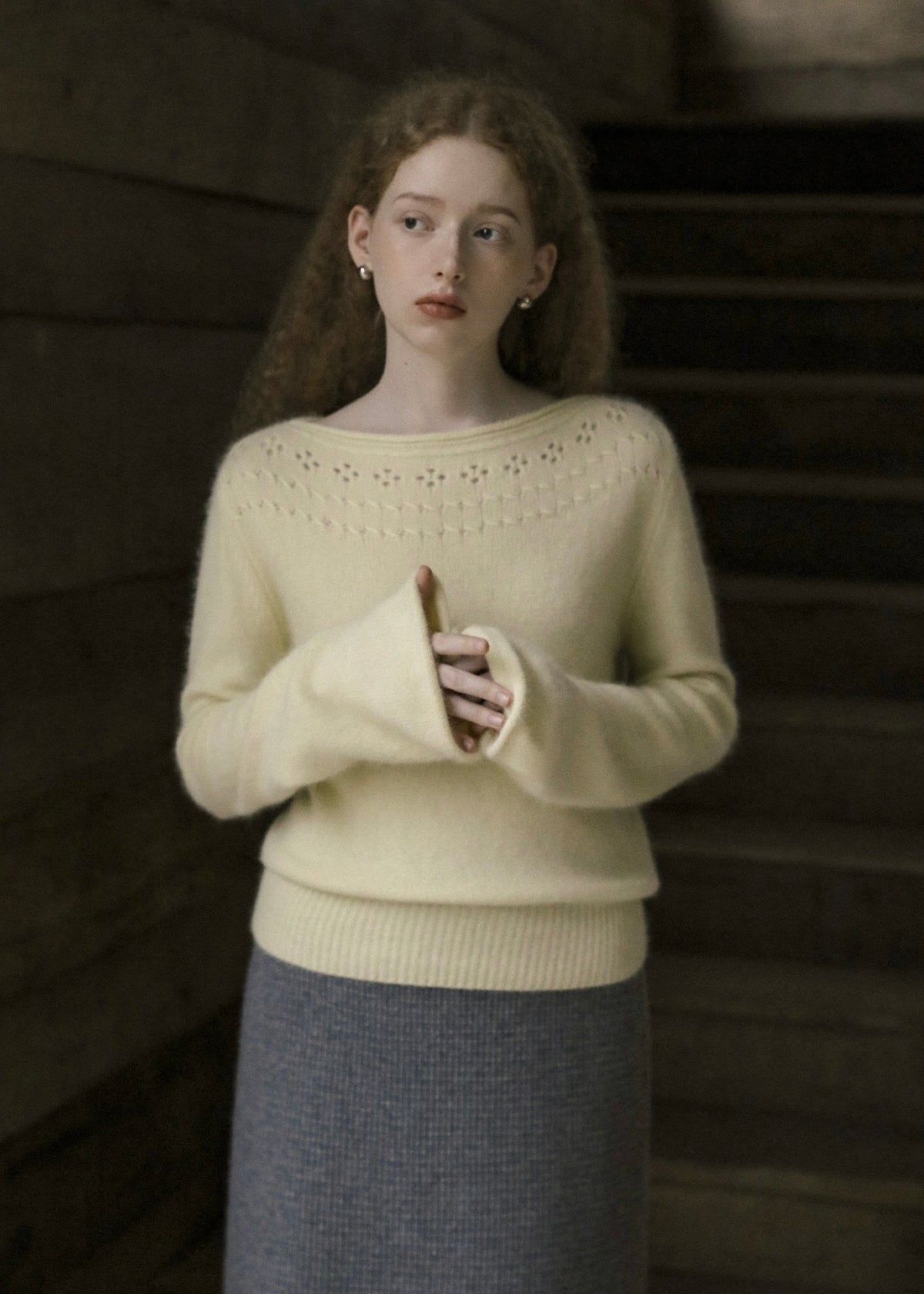 Soft Reverie Eyelet Knit Sweater(2COLOR)