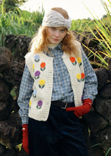 Vintage Daisy Embroidered Knit Vest