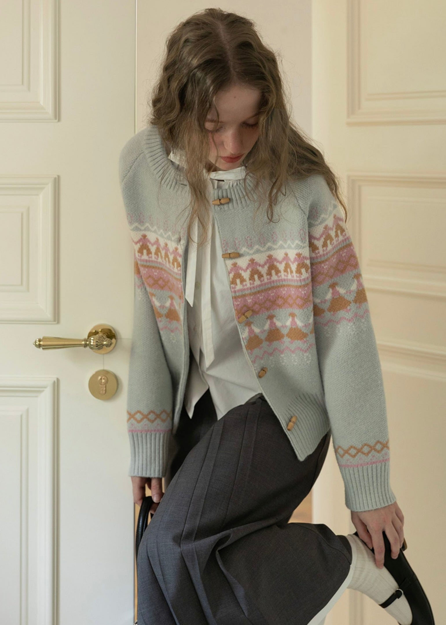 Pastel Nordic Fair Isle Vintage Sweater Cardigan