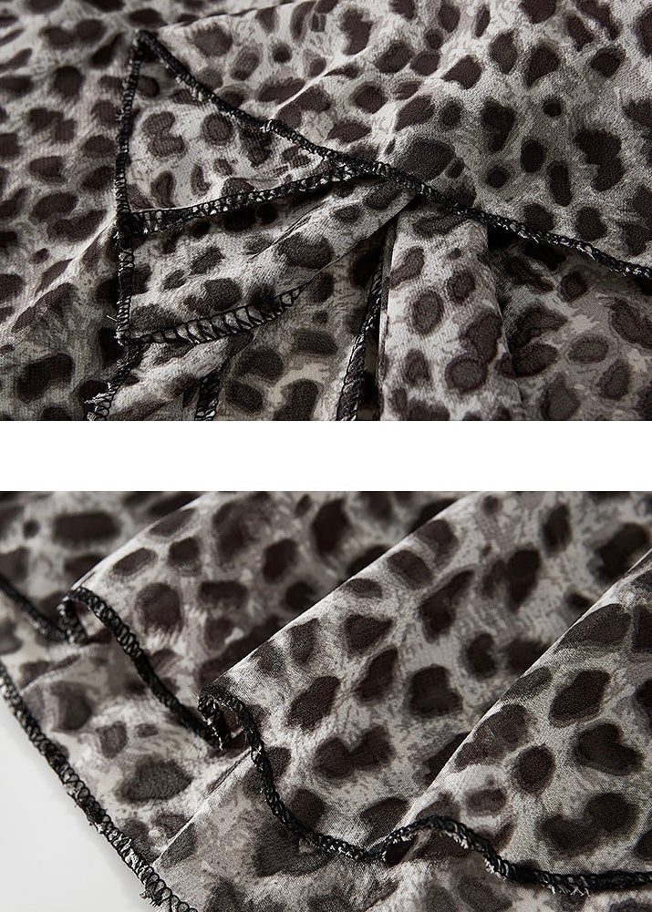 Leopard Print Pleated Mini Skirt