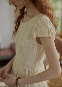 Sunday Light Embroidered Dress | Ivory Vintage Cotton Maxi Dress