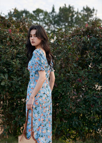 Blossom Breeze Dress | Puff Sleeve Blue Floral Summer Dress
