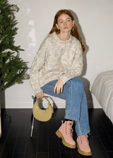 Speckled Cream Gray Vintage Cozy Pullover Sweater