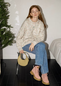 Speckled Cream Gray Vintage Cozy Pullover Sweater