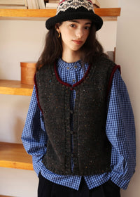 Vintage Blue Check Gathered Shirt