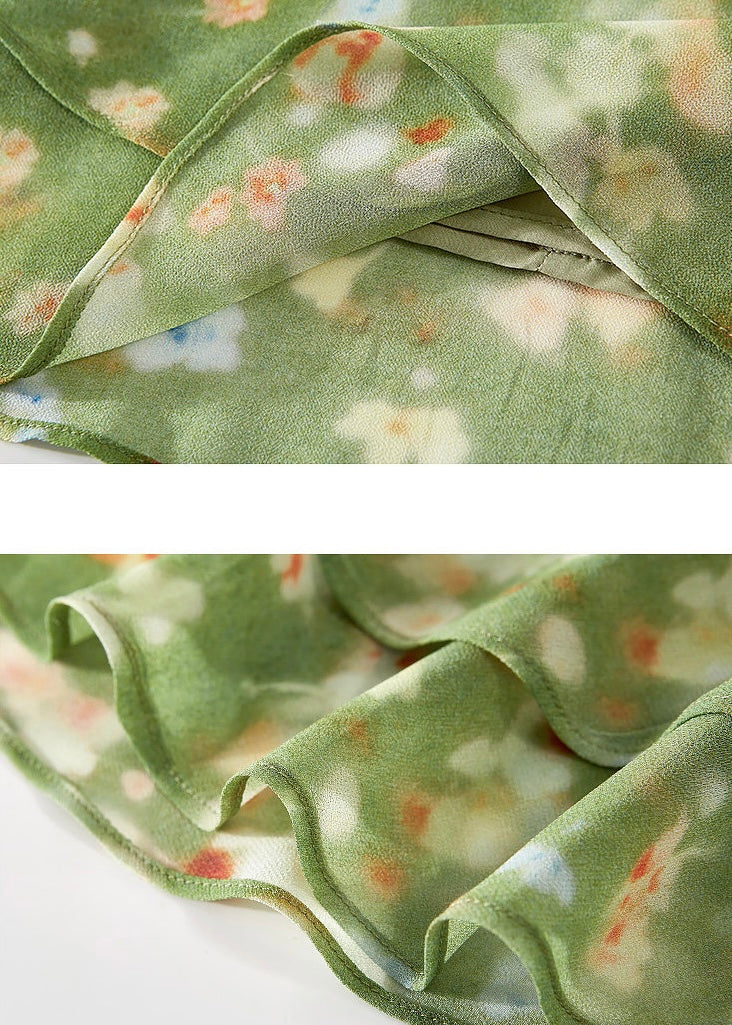 Verdant Haze Floral Ruffle Skirt