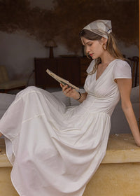 White Cottage A-Line Long Dress
