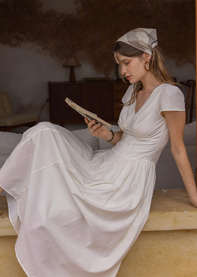 White Cottage A-Line Long Dress