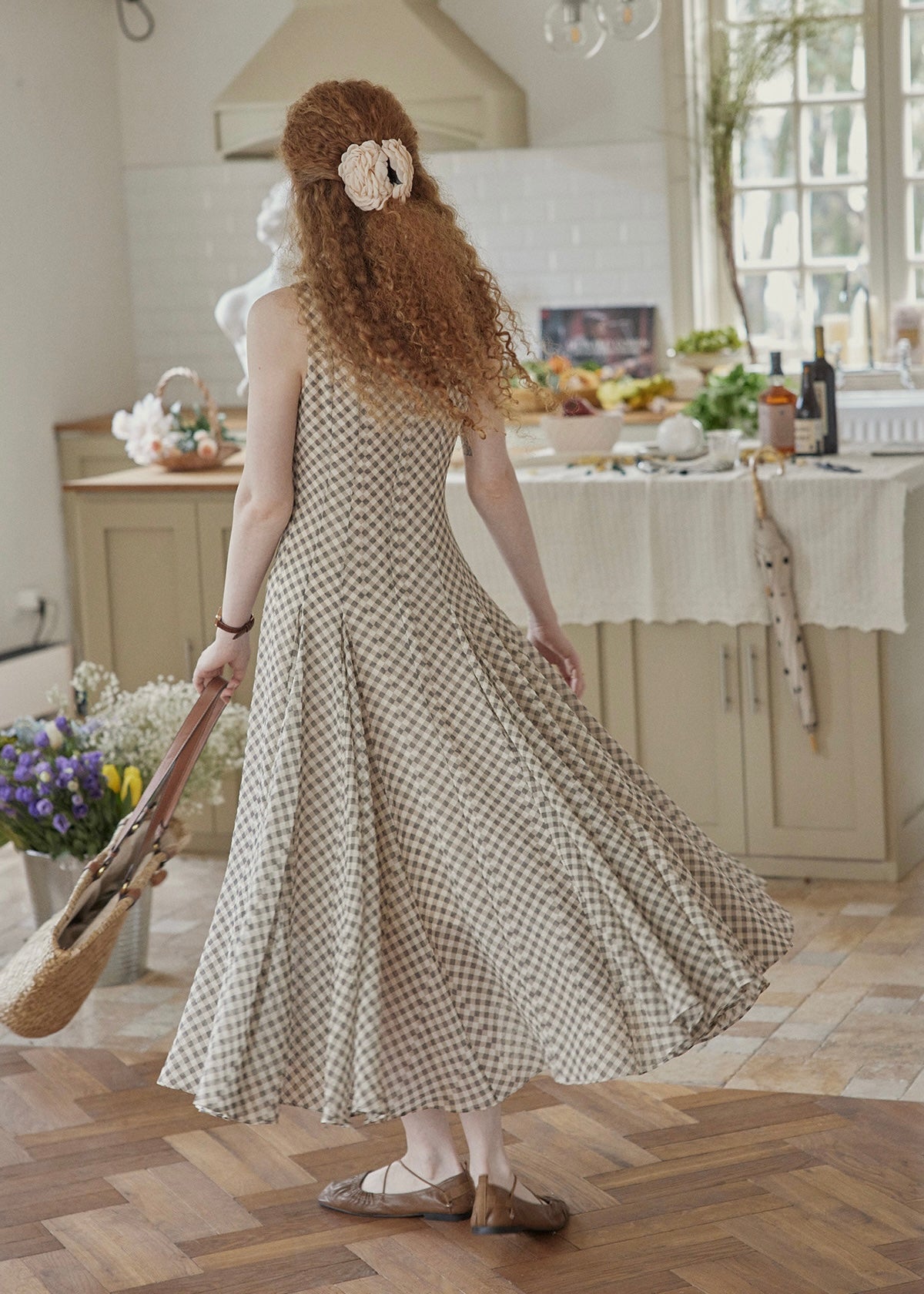 Countryside Gingham Seersucker Sleeveless Ballet Dress