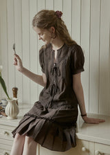 Velour Cocoa Tie Lace Ramie Set