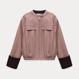 Muted Rose Vintage Faux Leather Jacket