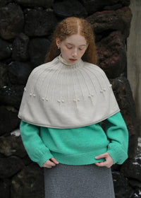 Dotted Ribbed Knit Capelet(2COLOR)