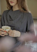 Falling Lines Draped Collar Dress