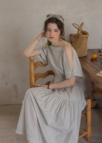 Convertible Off-Shoulder Smocked Cotton Dress