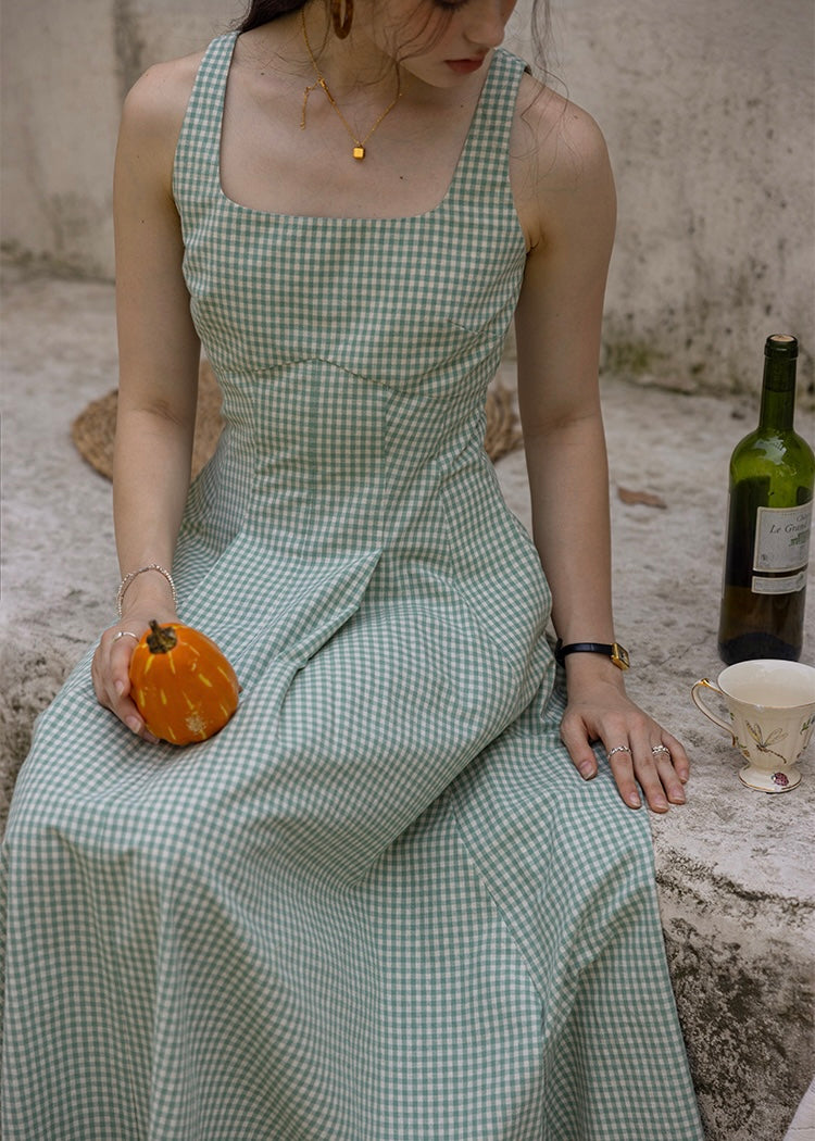 Picnic Breeze Dress | Gingham Check Sleeveless Flare Summer Dress(2COLOR)
