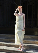 Butter Yellow Floral Chiffon Slip Dress