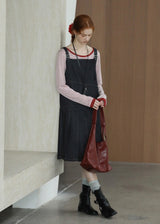 Vintage Casual Denim Pinafore Dress