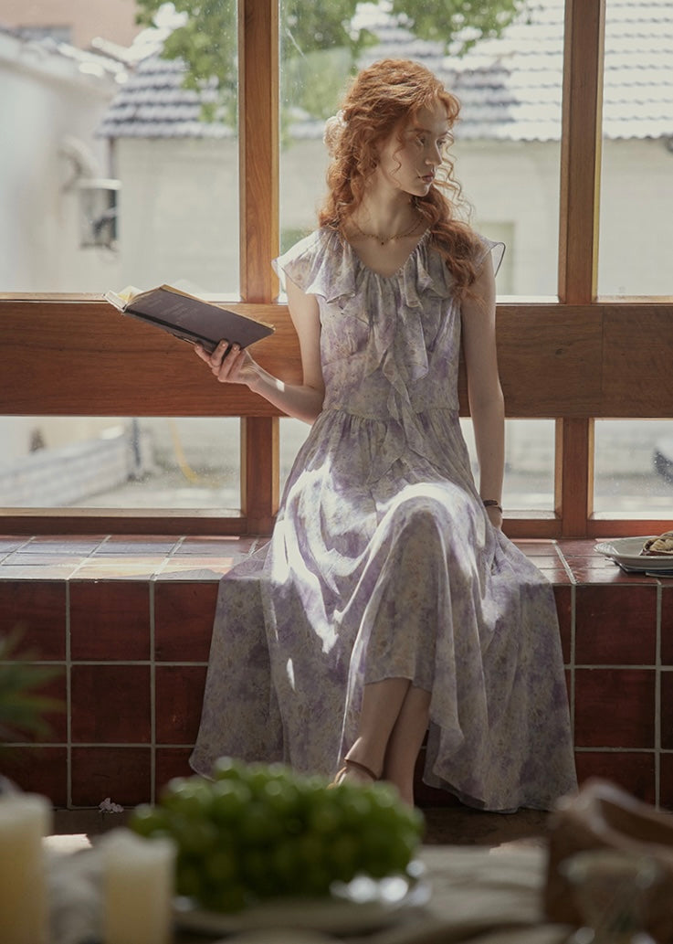 Fleur de Lune Dress | French Lavender Ruffle Maxi