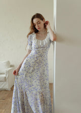 Lavender Lace Waltz Dress | Vintage Floral Puff Sleeve Dress