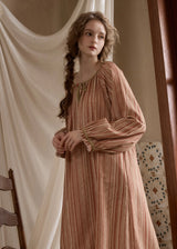 Autumn Lines Cotton Vintage Nightdress