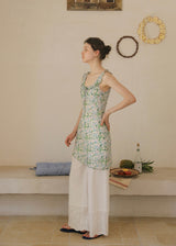 Green Petal Sheer Floral Ribbon Sleeveless Top