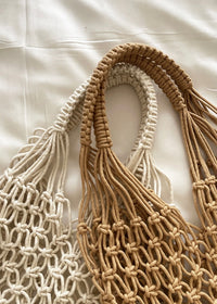 Natural Woven Straw Net Beach Tote Bag