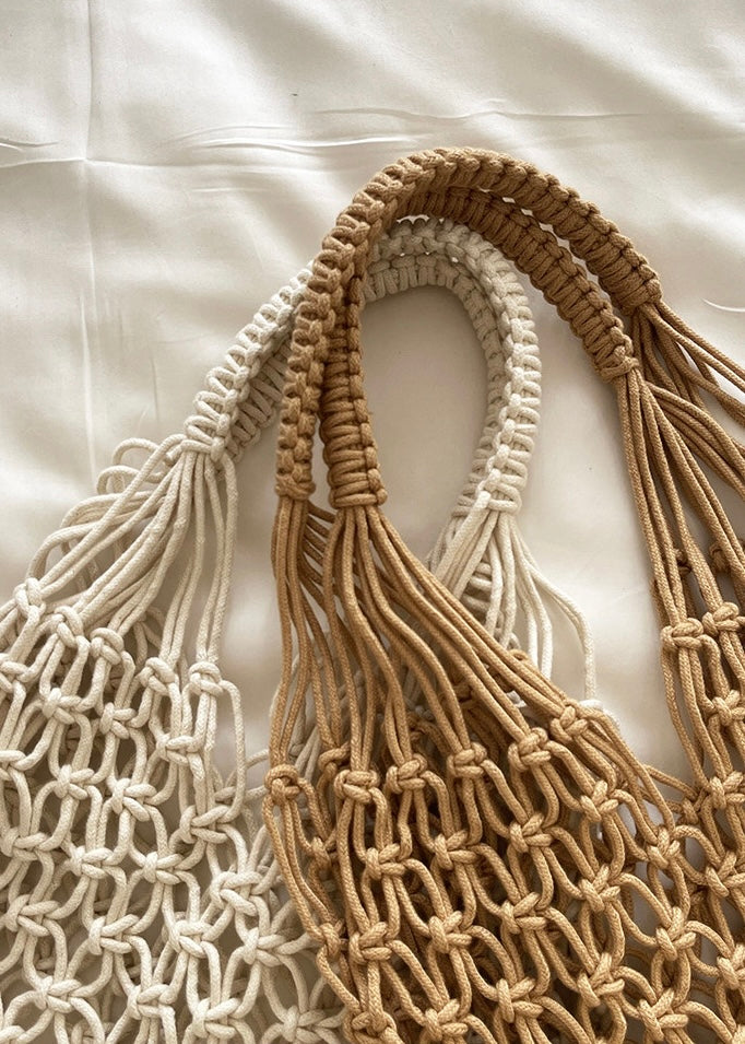 Natural Woven Straw Net Beach Tote Bag