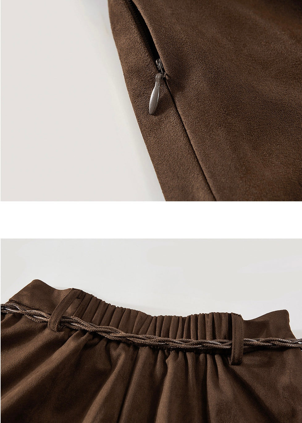 Belted Faux Suede Handkerchief Midi Skirt(2COLOR)