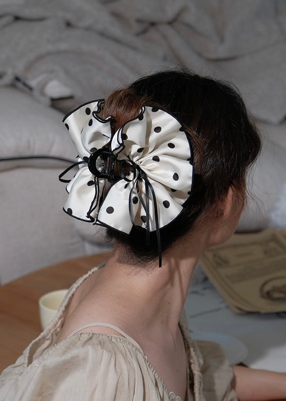 Dot Muse Ribbon Polka Ruffle Claw Clip