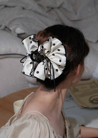 Dot Muse Ribbon Polka Ruffle Claw Clip