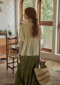 Butterlight Poem Blouse | Pintuck Vintage Top in Ivory Yellow