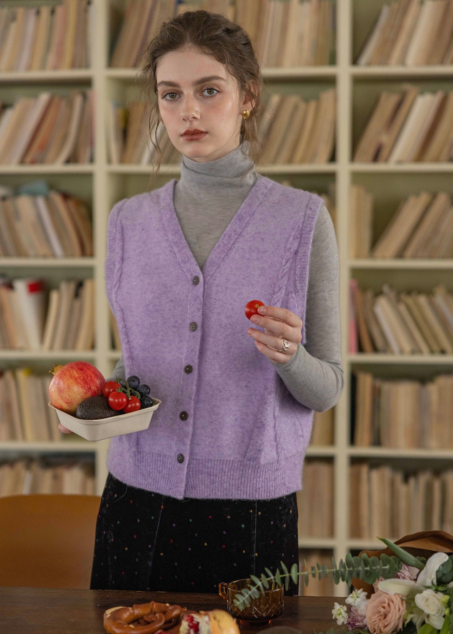 Morning Lilac Wool Knit Vest