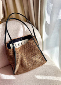 Slouchy Woven Straw Shoulder Bag