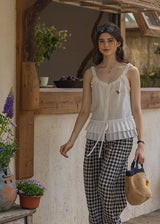 Lily Ruffle Blouse | Romantic White Frill Linen Sleeveless Top