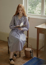 Vintage Ribbon Embroidered Blouse & Pleated Skirt Set