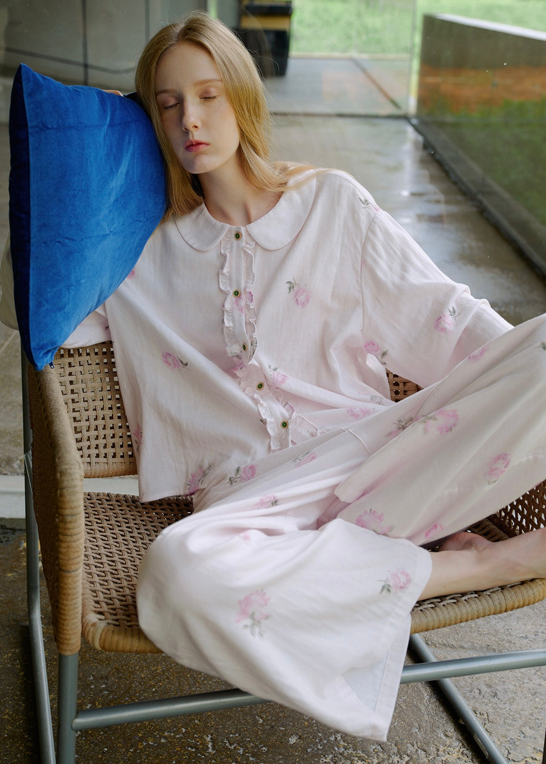 Blush Rose Cotton Gauze Long Sleeve Pajama Set