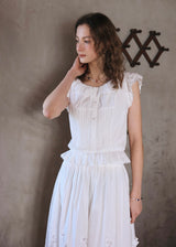 Lucie Ruffle Lace Blouse | Vintage White Cotton Summer Top