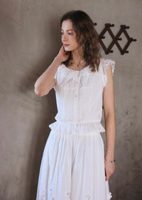 Lucie Ruffle Lace Blouse | Vintage White Cotton Summer Top