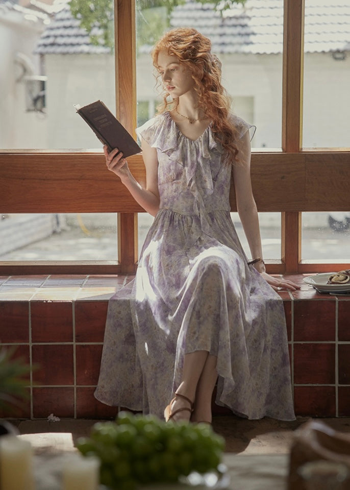 Fleur de Lune Dress | French Lavender Ruffle Maxi