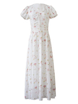 Clair de Soft White Floral Shirred Dress