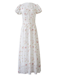 Clair de Soft White Floral Shirred Dress