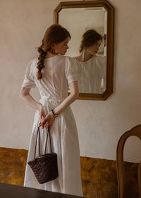 Alba Eyelet Cotton Dress | Romantic White Embroidered Summer dress