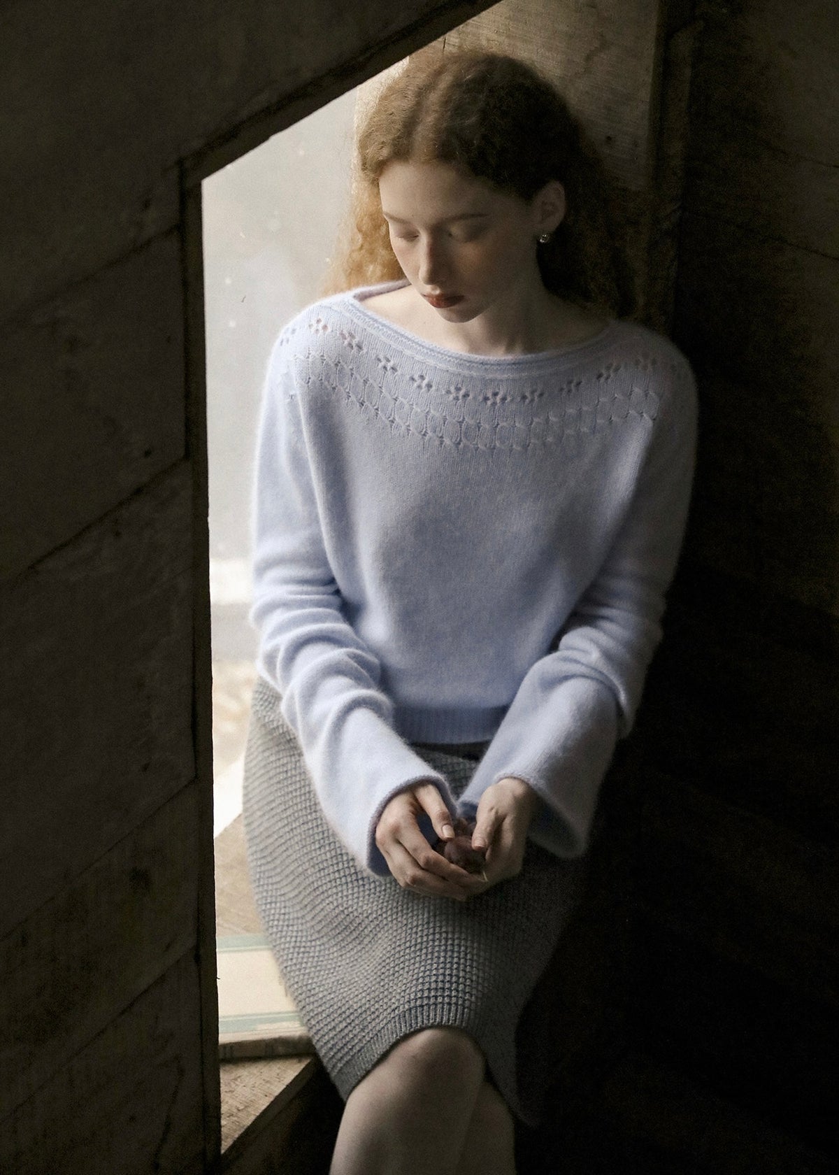Soft Reverie Eyelet Knit Sweater(2COLOR)