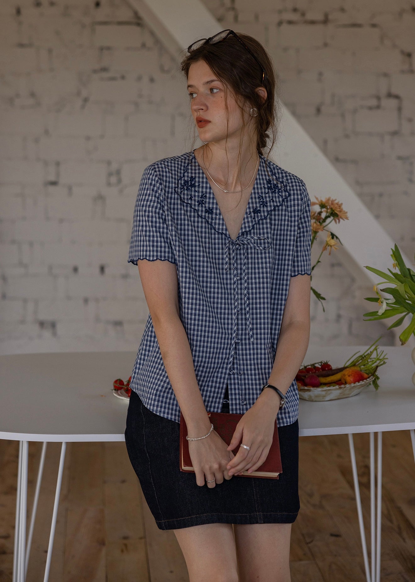 Montmartre Embroidered Tie-Front Cotton Blouse