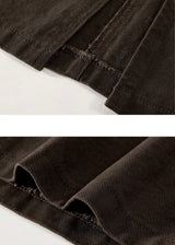 Vintage Brown Belted A-Line Cotton Midi Skirt
