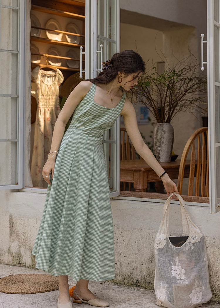 Picnic Breeze Dress | Gingham Check Sleeveless Flare Summer Dress(2COLOR)