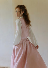 Romantic Vintage Bow Tie White Puff Sleeve Blouse