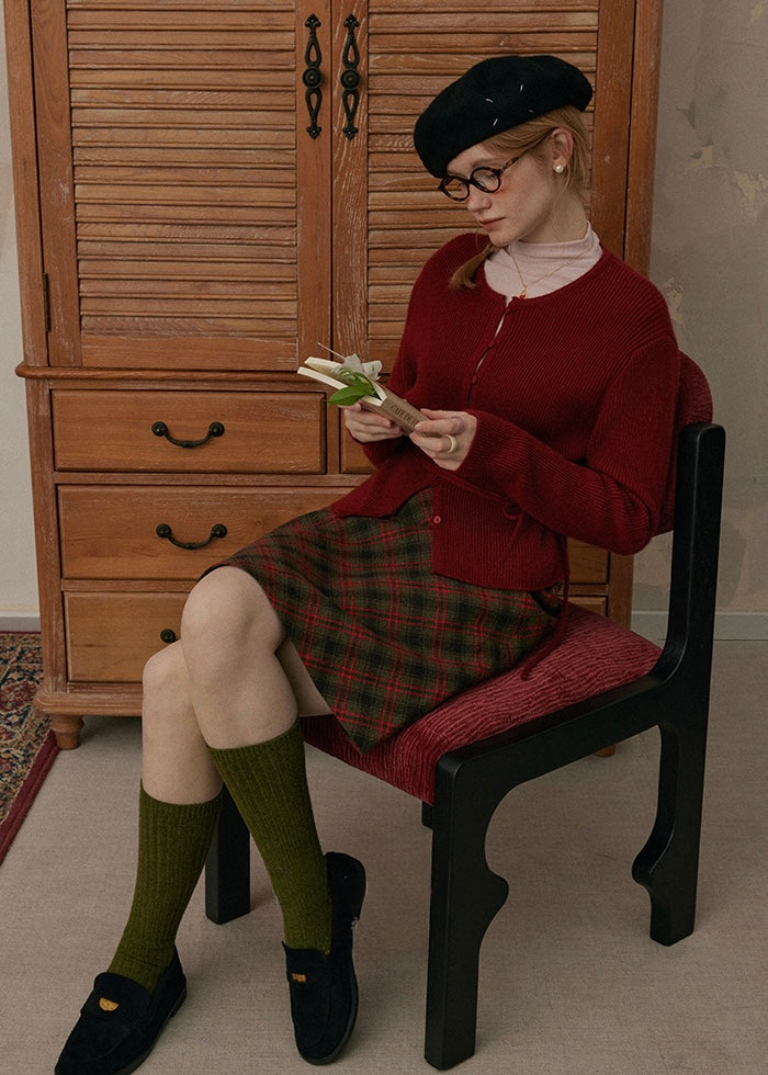 Burgundy Belted Rouge Slim Knit Top