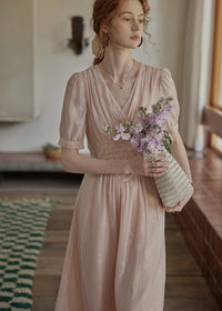 Blush Verse Soft Pink Embroidered Vintage Dress